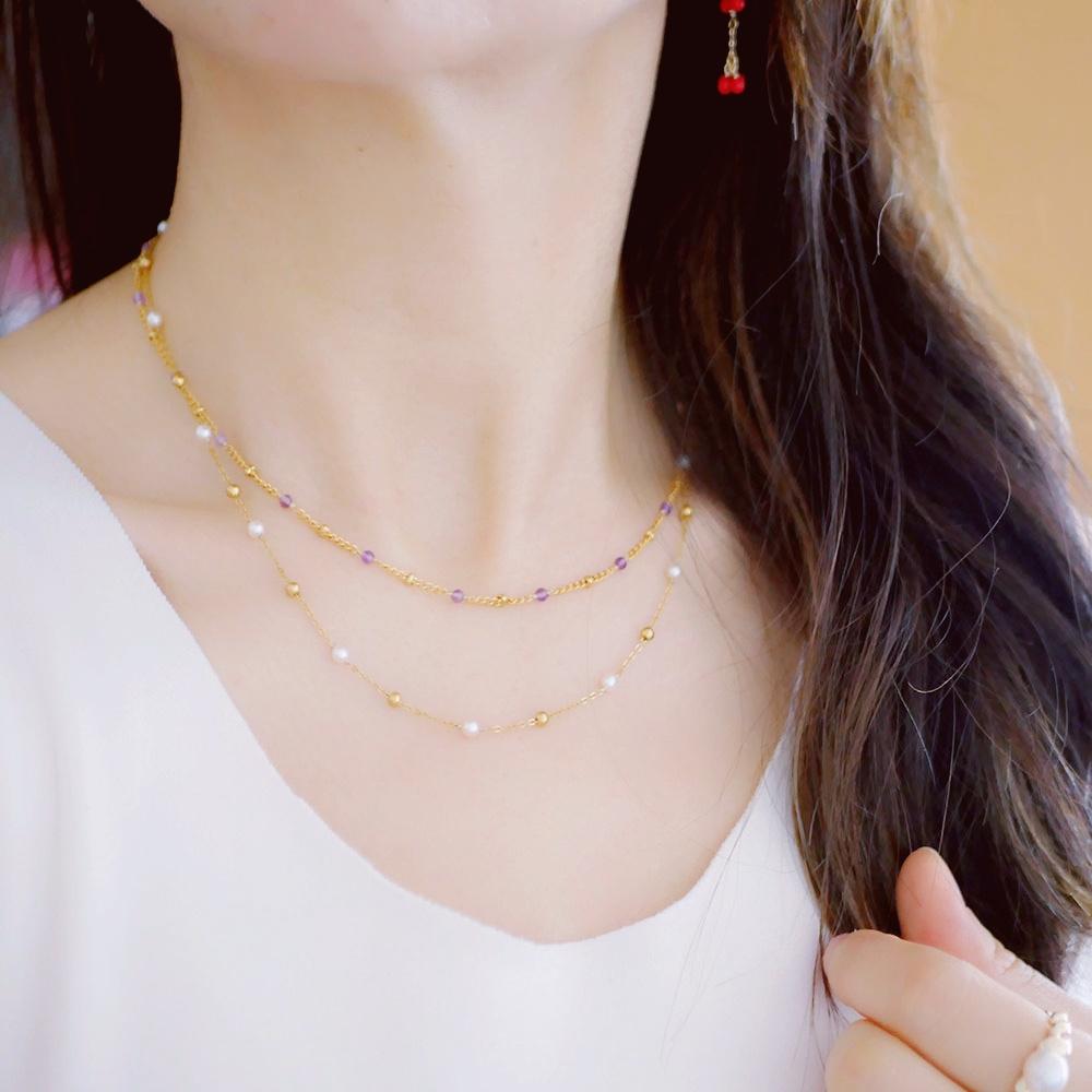 グラテーションプチアメジストのネックレス サージカルステンレス316 重ね付けにも！2月誕生石 | 2枚目