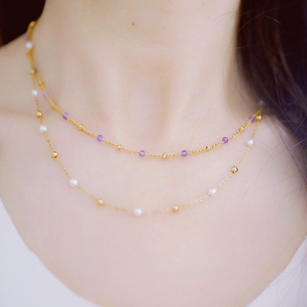 グラテーションプチアメジストのネックレス サージカルステンレス316 重ね付けにも！2月誕生石 | 3枚目