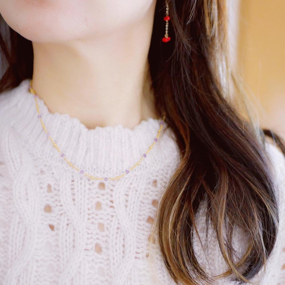 グラテーションプチアメジストのネックレス サージカルステンレス316 重ね付けにも！2月誕生石 | 4枚目