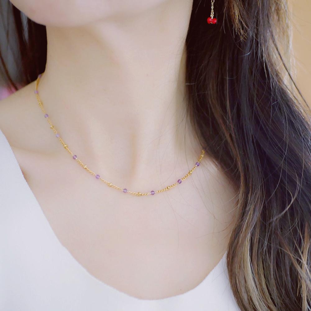 グラテーションプチアメジストのネックレス サージカルステンレス316 重ね付けにも！2月誕生石 | 5枚目