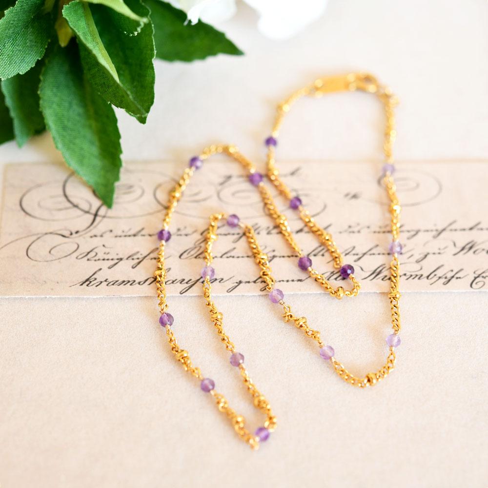 グラテーションプチアメジストのネックレス サージカルステンレス316 重ね付けにも！2月誕生石 | 7枚目