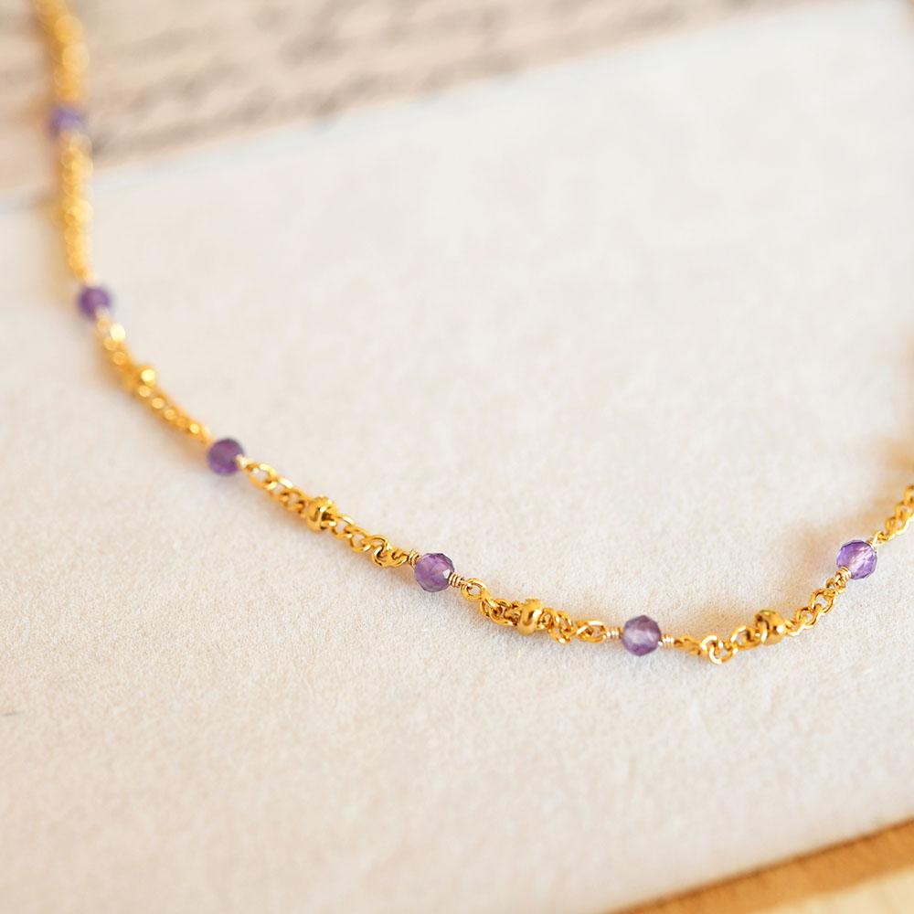 グラテーションプチアメジストのネックレス サージカルステンレス316 重ね付けにも！2月誕生石 | 8枚目