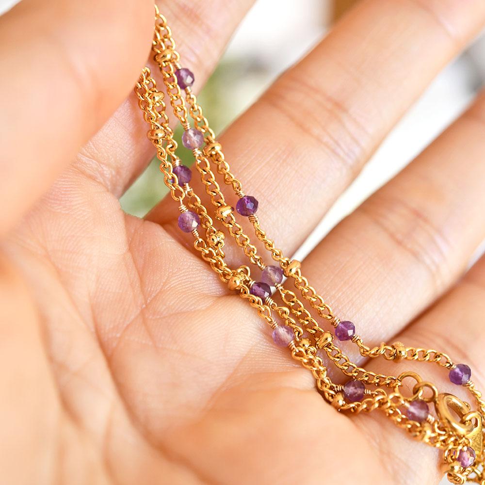 グラテーションプチアメジストのネックレス サージカルステンレス316 重ね付けにも！2月誕生石 | 9枚目