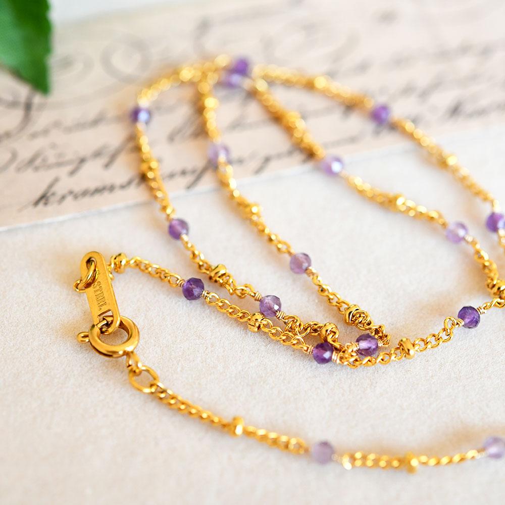 グラテーションプチアメジストのネックレス サージカルステンレス316 重ね付けにも！2月誕生石 | 10枚目